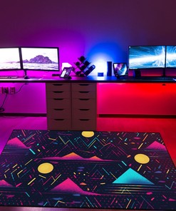 Mysterious Nocturnal Scenes Arcade Pattern Rug for Home Decor