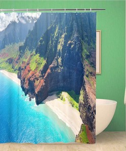 Na Pali Coast Kauai Island Hawaiies View Shower Curtain - Home Decor Bathroom Curtain