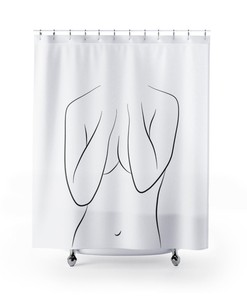 Naked Woman Art Shower Curtain for Feminine Bathroom Decor