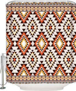Native American Tribal Patterns Waterfall Shower Curtain for a Cultural Bath Decor