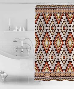 Native American Tribal Patterns Waterfall Shower Curtain for a Cultural Bath Decor