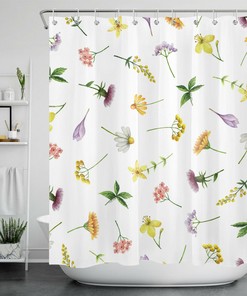 Natural Botanical Floral Shower Curtain - Bathroom Accessories for a Relaxing Bath