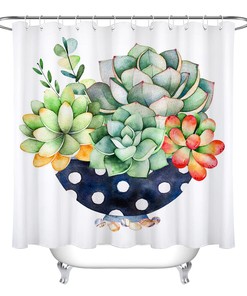 Nature-Inspired Watercolor Succulent Shower Curtain for Your Bathroom
