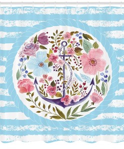 Nautical Anchor Marine Vintage Shower Curtain for Seafaring Bathroom