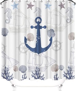 Nautical Anchor Sea Ocean Adventure Shower Curtain - Bathroom Curtain Decor