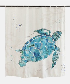 Nautical Sea Turtle Shower Curtain for Underwater Ocean Vibe in Bathroom