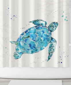 Nautical Sea Turtle Shower Curtain for Underwater Ocean Vibe in Bathroom