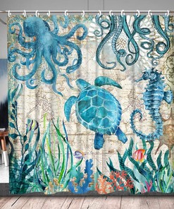 Nautical Vintage Map Fabric Shower Curtain - Beach Bathroom Decor 
