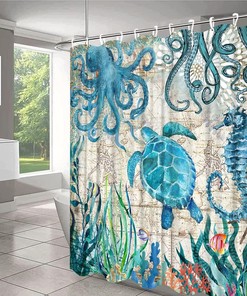 Nautical Vintage Map Fabric Shower Curtain - Beach Bathroom Decor