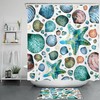 Nautical and Tropical Watercolor Seashell Starfish Shower Curtain for Bathroom Decor