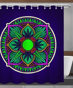 Navy Blue Mandala Bohemian Shower Curtain for Minimalistic Bathroom Decor