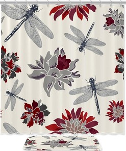 Neon Flamingo Cactus Elements Pattern Shower Curtain for Bathroom Decor