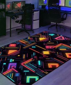 Neon Geometric Arcade Pattern Rug for Home Decoration