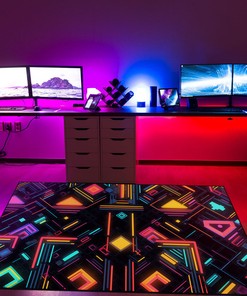 Neon Geometric Arcade Pattern Rug for Home Decoration