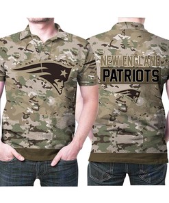 New England Patriots Camouflage Veteran American Flag 3D Printed Polo Shirt for Military and Football Fans