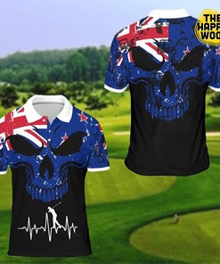 New Zealand Skull Golf Polo Shirt Gift For Fans