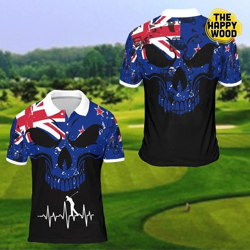 New Zealand Skull Golf Polo Shirt Gift For Fans