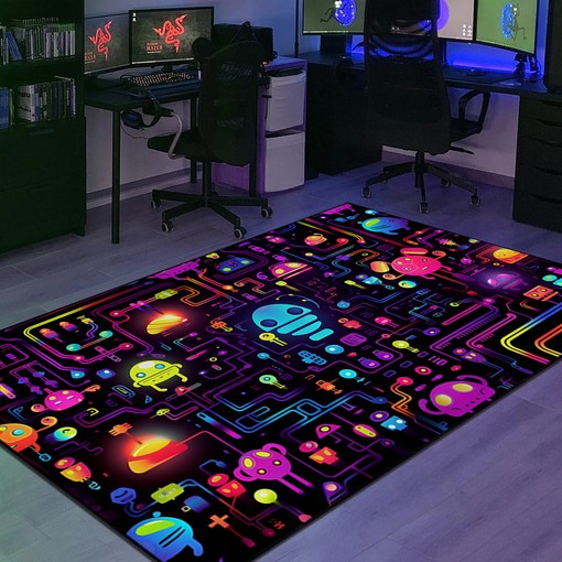 Nintendo Video Game Arcade Carpet - Personalized Area Rug for Gamers