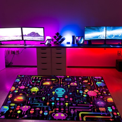 Nintendo Video Game Arcade Carpet - Personalized Area Rug for Gamers
