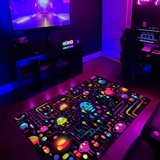 Nintendo Video Game Arcade Carpet - Personalized Area Rug for Gamers