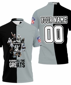 Oakland Raiders All Time Greats Players Signatures 3D Personalized Polo Shirt