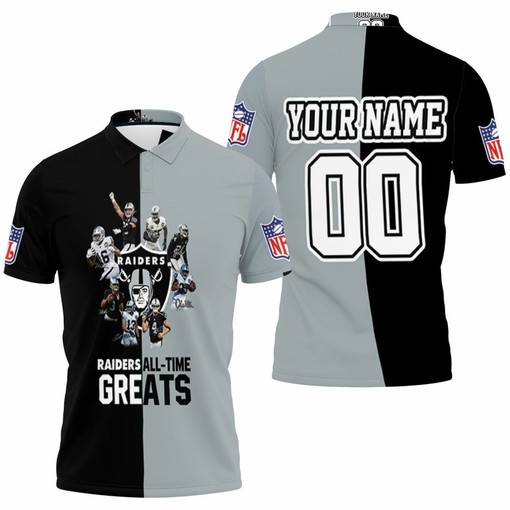 Oakland Raiders All Time Greats Players Signatures 3D Personalized Polo Shirt