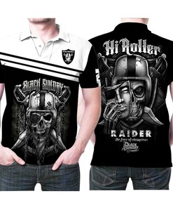 Oakland Raiders Black Sunday Hi Roller Nfl Football Team Logo 3D Designed Allover Polo Shirt Gift for Fans