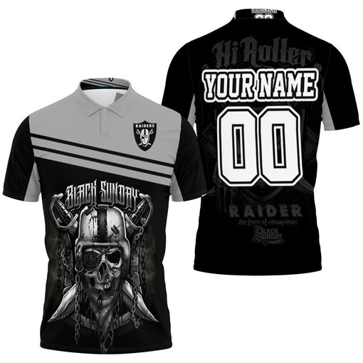 Oakland Raiders Black Sunday Skull 3D Personalized Polo Shirt (Perfect Gift for Fans and Gift for Fans)