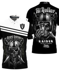 Oakland Raiders Black Sunday Skull 3D Polo Shirt