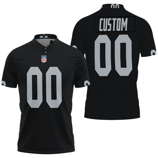 Oakland Raiders Custom Game Black Jersey Inspired Style 3D All Over Print Polo Shirt Gift for Fans