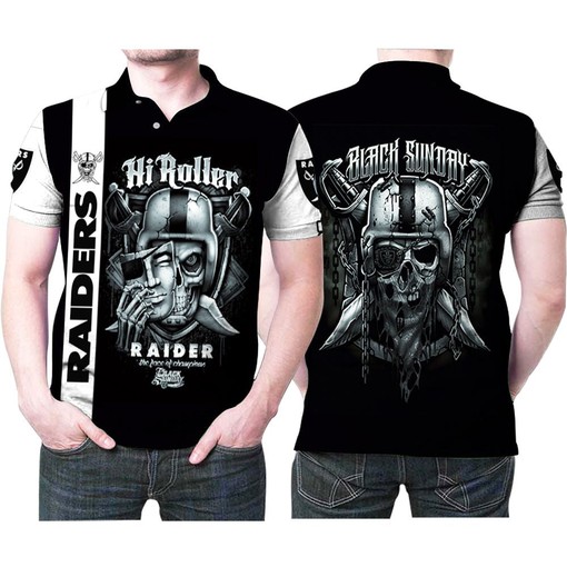 Oakland Raiders Hi Roller Skull Black Sunday Face Of Champions 3D Printed Polo Shirt (Perfect Gift for Fans and Gift for Fans)