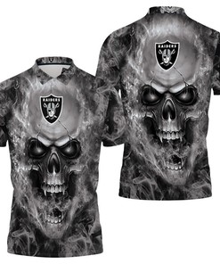 Oakland Raiders Nfl Fans Skull 3D Polo Shirt All Over Print Gift for Fans