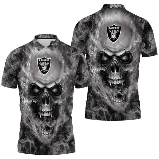 Oakland Raiders Nfl Fans Skull 3D Polo Shirt All Over Print Gift for Fans