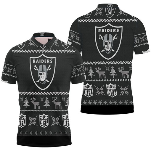 Oakland Raiders Nfl Ugly Sweatshirt Christmas 3D All Over Print Polo Shirt Perfect Gift for Fans