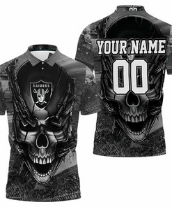 Oakland Raiders Skull Chains 3D All Over Print Polo Shirt Perfect Gift for Fans