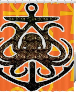 Ocean Anchors Beach Octopus Fabric Shower Curtain for Bathroom Decor