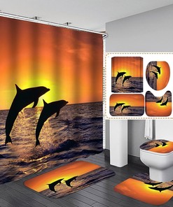 Ocean Jumping Dolphin Star Shower Curtain - Bring Some Ocean Vibes to Your Bathroom Decor