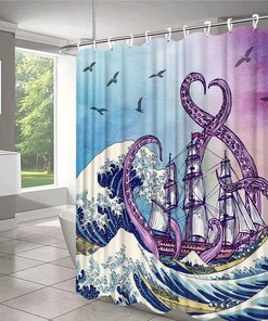 Ocean Kraken Tentacles Fabric Shower Curtain - Nautical Bathroom Decor