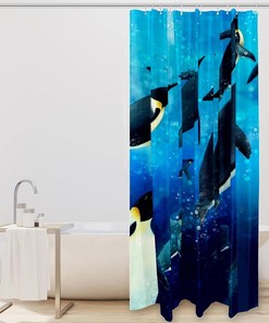 Ocean Penguin Shower Curtain for Underwater Bathroom Decor