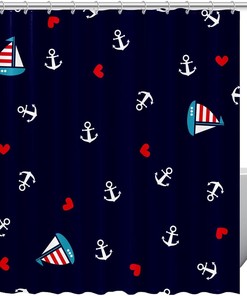 Ocean Sailing Anchor Fabric Shower Curtain for Bathroom Decor