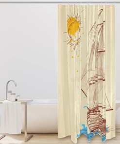 Ocean Sailing Sun Painting Fabric Shower Curtain for Bathroom Decor