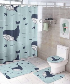 Ocean Sea Stars and Dolphins Shower Curtain for Bathroom, Home Decor