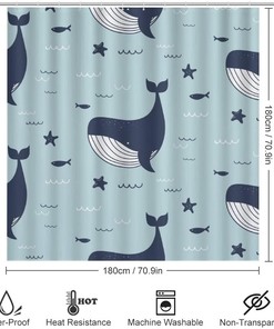 Ocean Sea Stars and Dolphins Shower Curtain for Bathroom, Home Decor