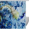 Oil Painting Peacock Shower Curtain with Blue Feathers for Artistic Bathroom Decor 