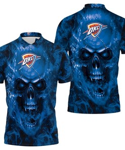 Oklahoma City Thunder Nba Fans Skull Polo Shirt