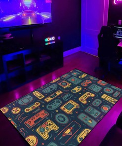 Old school arcade pattern Arcade Carpet for Living Room, Bedroom