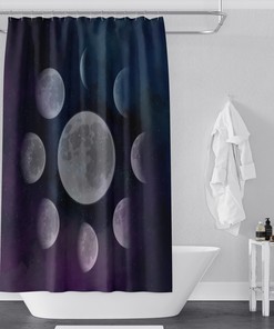 Options of Zodiac Phases of the Moon Shower Curtain - Cosmic Fabric for Bathroom Decor