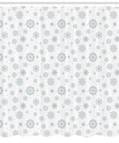 Ornate Snowflake Motifs Winter Shower Curtain for Bathroom Decor
