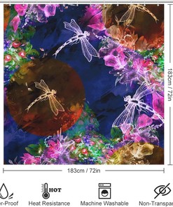Paint Splash Dragonfly Watercolor Shower Curtain - Bathroom Waterproof Fabric