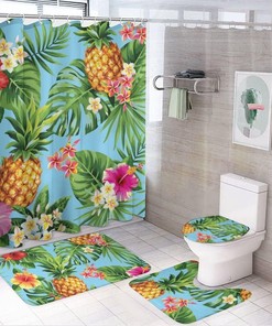 Palm Leaves Pineapple Shower Curtain for Bathroom, Bathroom Decor
